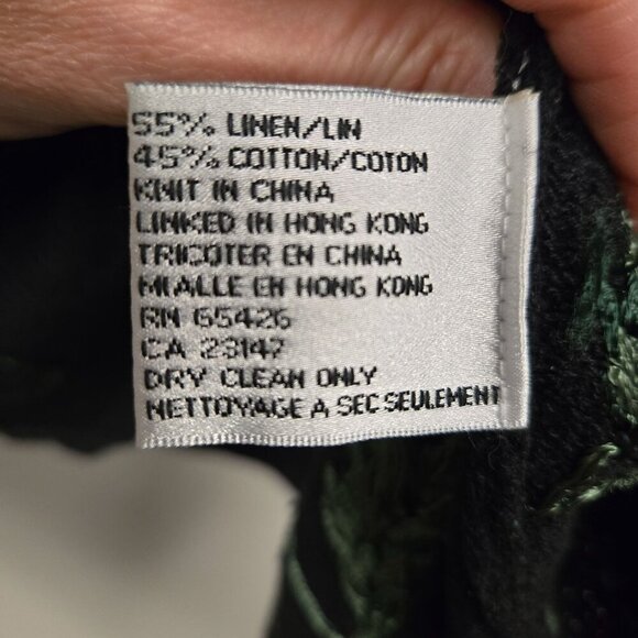 Vintage Talbots Black Embroidered Floral Button-Up Sweater Cardigan S Linen Cott - Picture 5 of 6